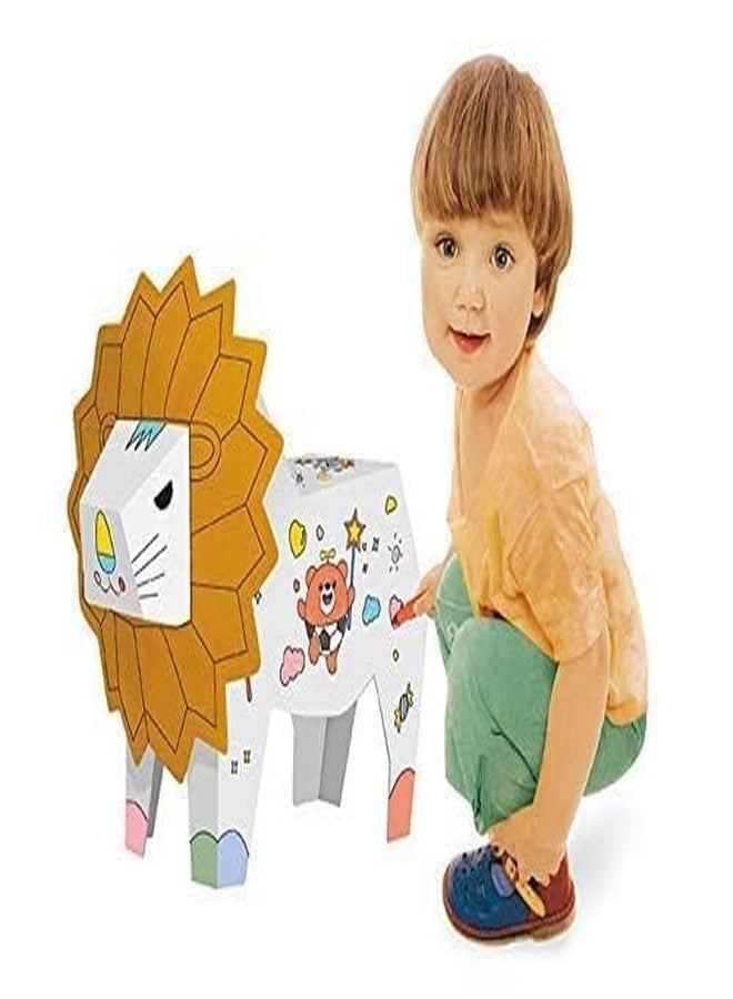 Crackles DIY 3D Paper Cardboard Folding Coloring Craft Animals Series-Random Animal - Image 1